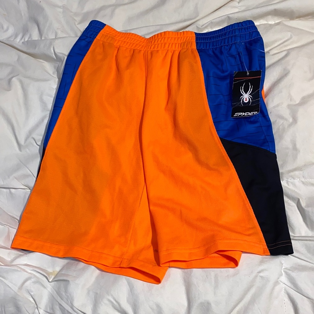 Spyder Kids size large orange and black sport shorts NWT